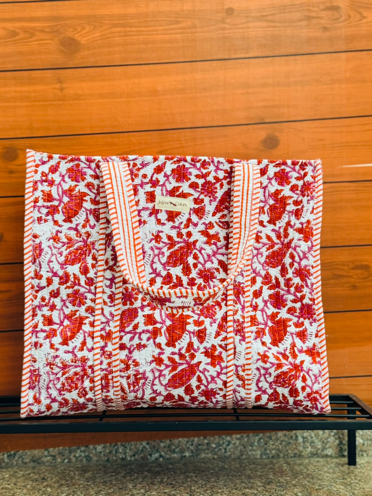 Quilted Tote Bag - Red Floral