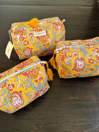 Quilted Travel Pouch Set – Sunny Yellow Floral