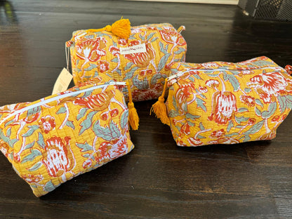 Quilted Travel Pouch Set – Sunny Yellow Floral